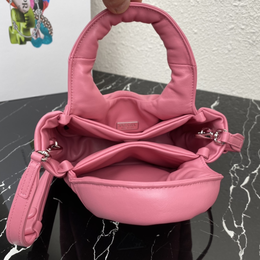 Prada Small Padded Soft Nappa Leather Bag Tote Pink 1BA359